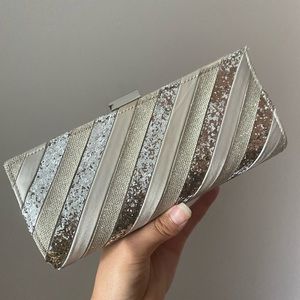 LULU TOWNSEND Silver Striped Clutch